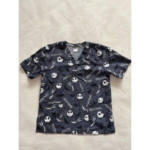 Disney Nightmare Before Christmas Jack Skellington Scrub Top Gray Medium TF606